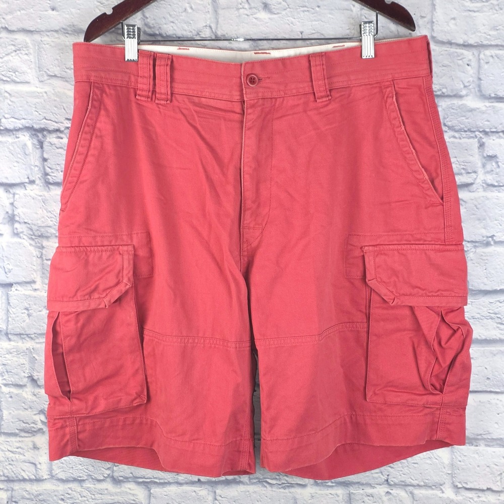 Polo Ralph Lauren Men Cargo Heavy Shorts Red Classic Fit Cotton Size 36